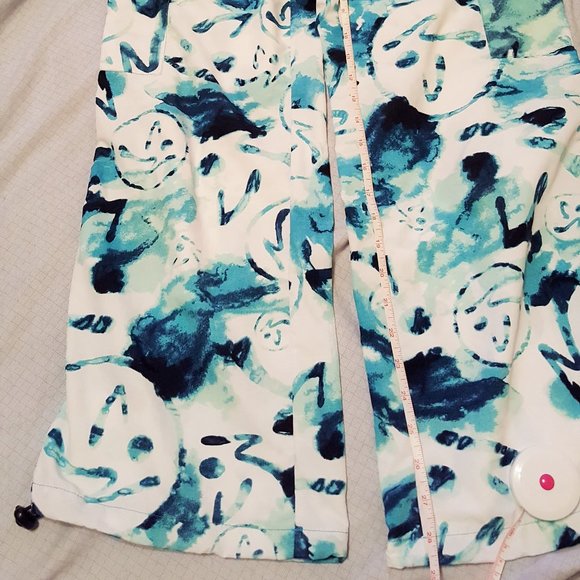 2/$20 Zumba Teal White Logo Print Cargo Pants, Zip Pockets, Woman Small - Picture 7 of 15